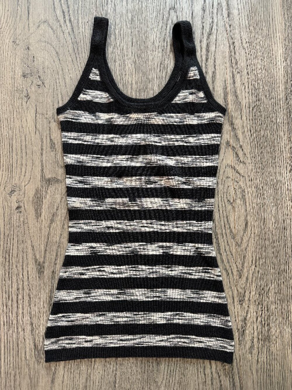 Vintage Guess Jeans Silk Blend Space-Dyed Ribbed Knit Striped Tank Top Medium